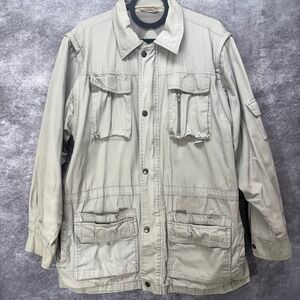 Vintage Fox Fire Mens Cargo Field Jacket Size M  Beige Cotton Safari Gorpcore
